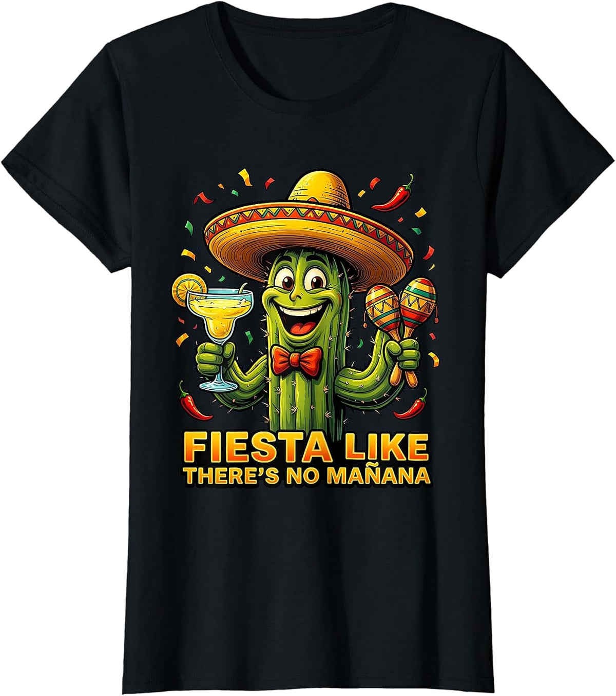 Fiesta Like There's No Manana Cinco De Mayo T-Shirt - Black