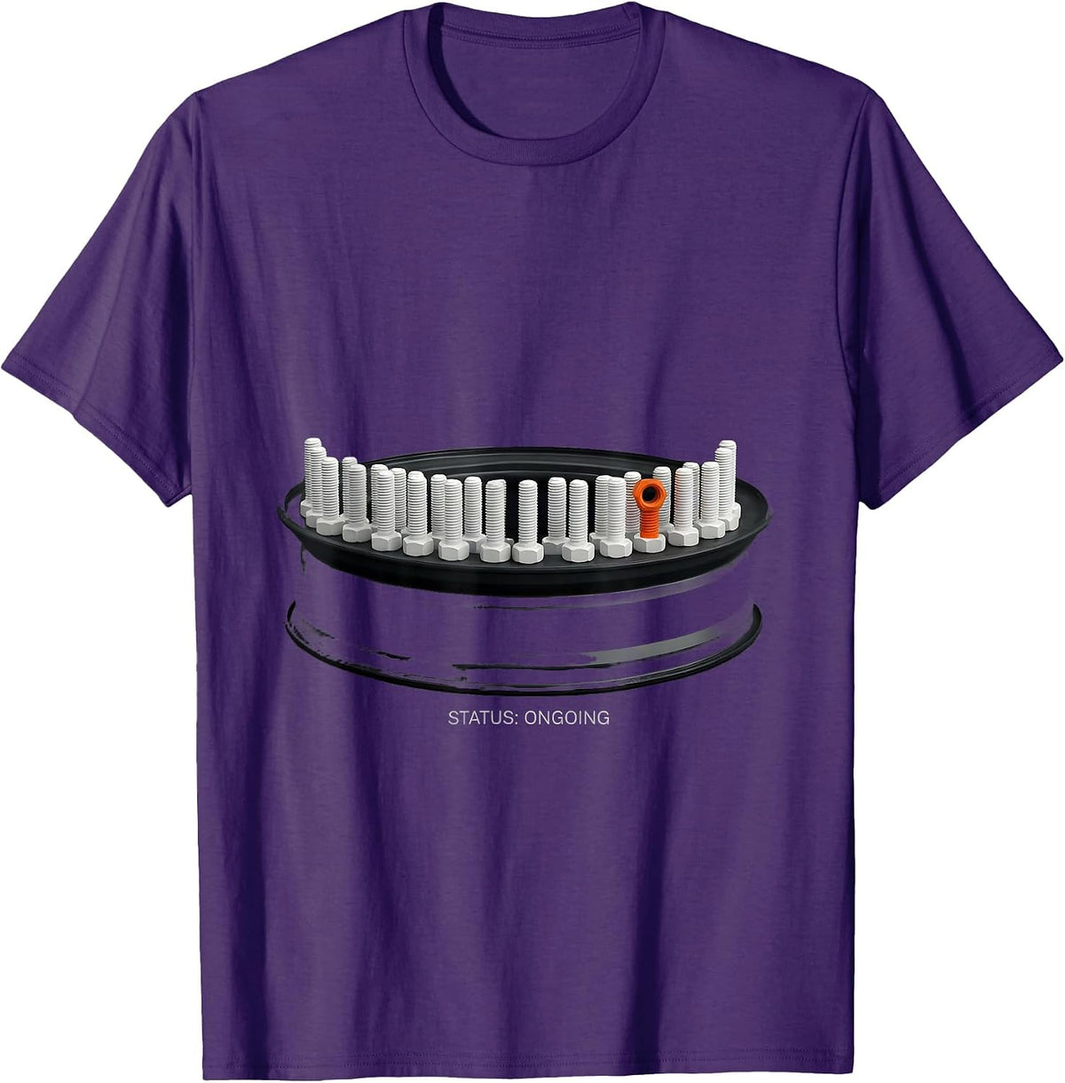 Status: Ongoing Funny Car Guy Mechanic Garage Humor T-Shirt - Purple