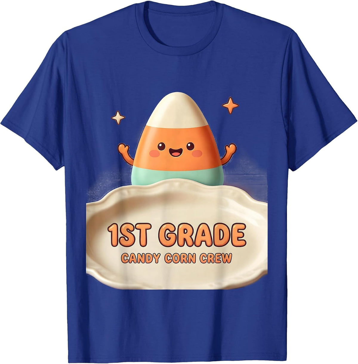 Men's 1st Grade Candy Corn Crew Cute Kawaii Halloween Teacher T-Shirt - Royal Blue