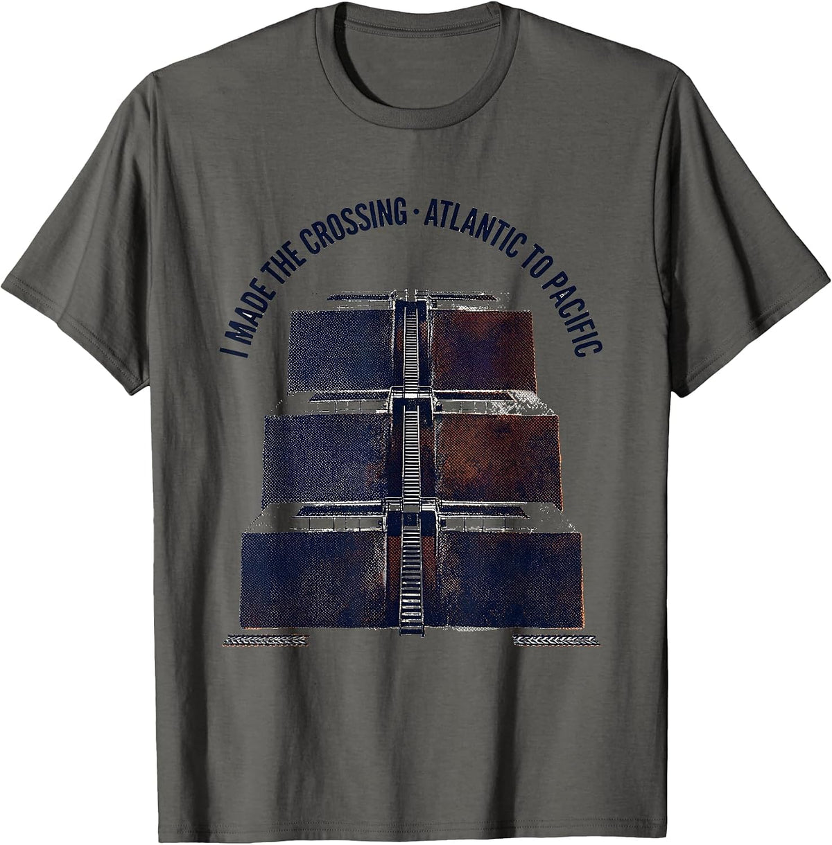 Men's I Made The Crossing · Atlantic To Pacific Cruise Souvenir T-Shirt - Asphalt Grey