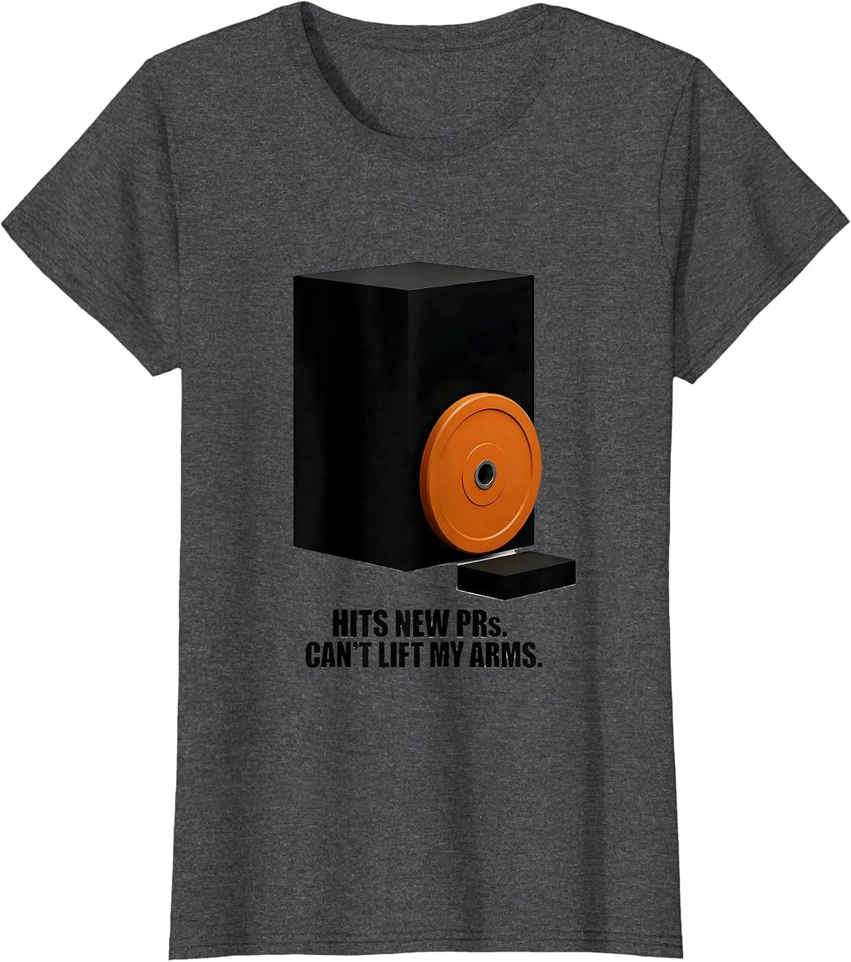 Women's Hits New PRs Can't Lift My Arms Funny Gym Workout Humor T-Shirt - Dark Heather Grey