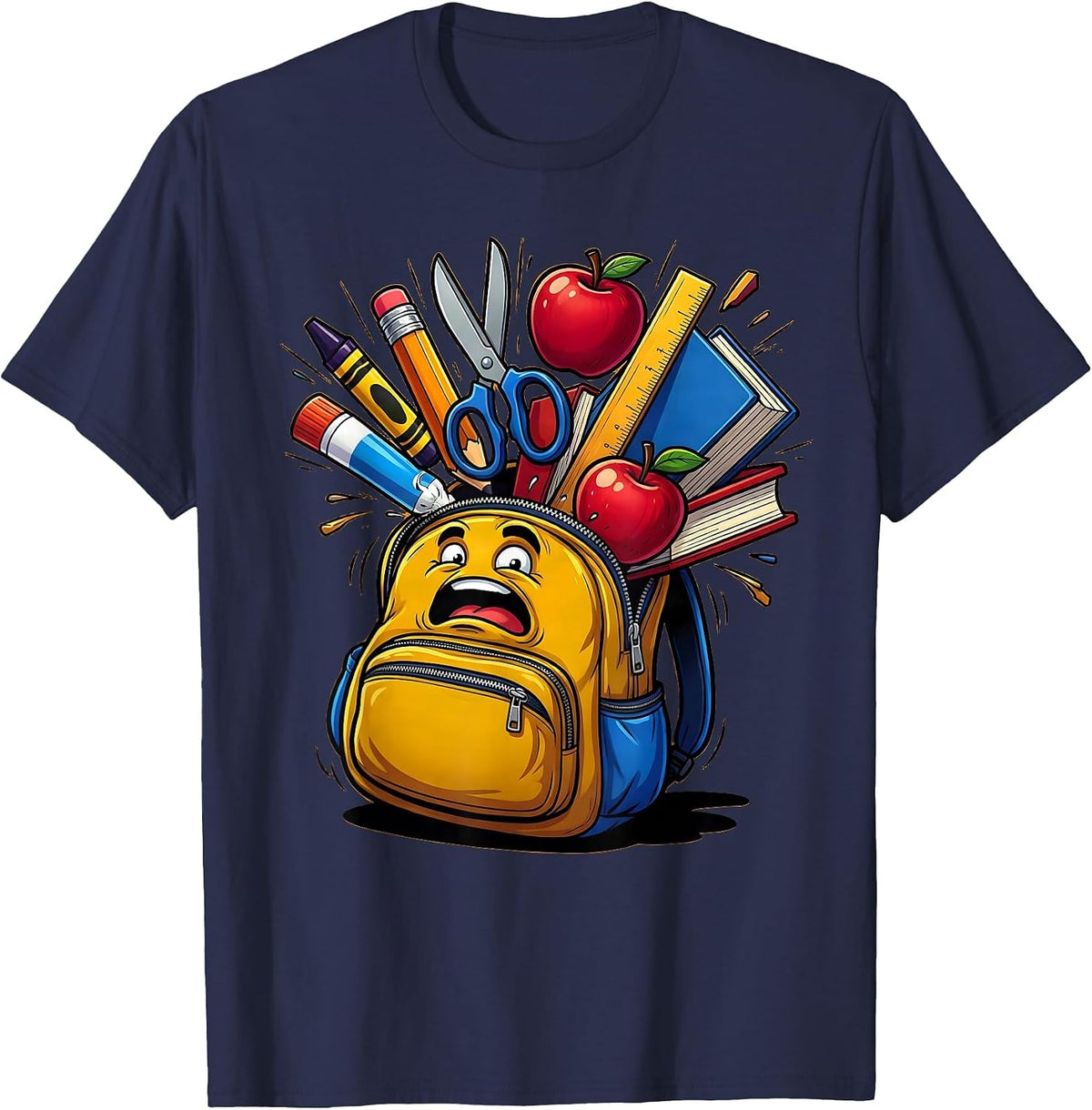 Paraprofessional Overflowing Backpack Graphic T-Shirt - Navy Blue