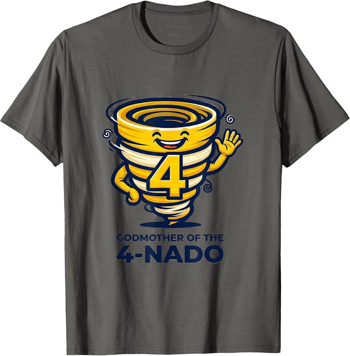 Men's Godmother of the 4-Nado Funny Tornado Toddler Birthday Party T-Shirt - Asphalt Grey