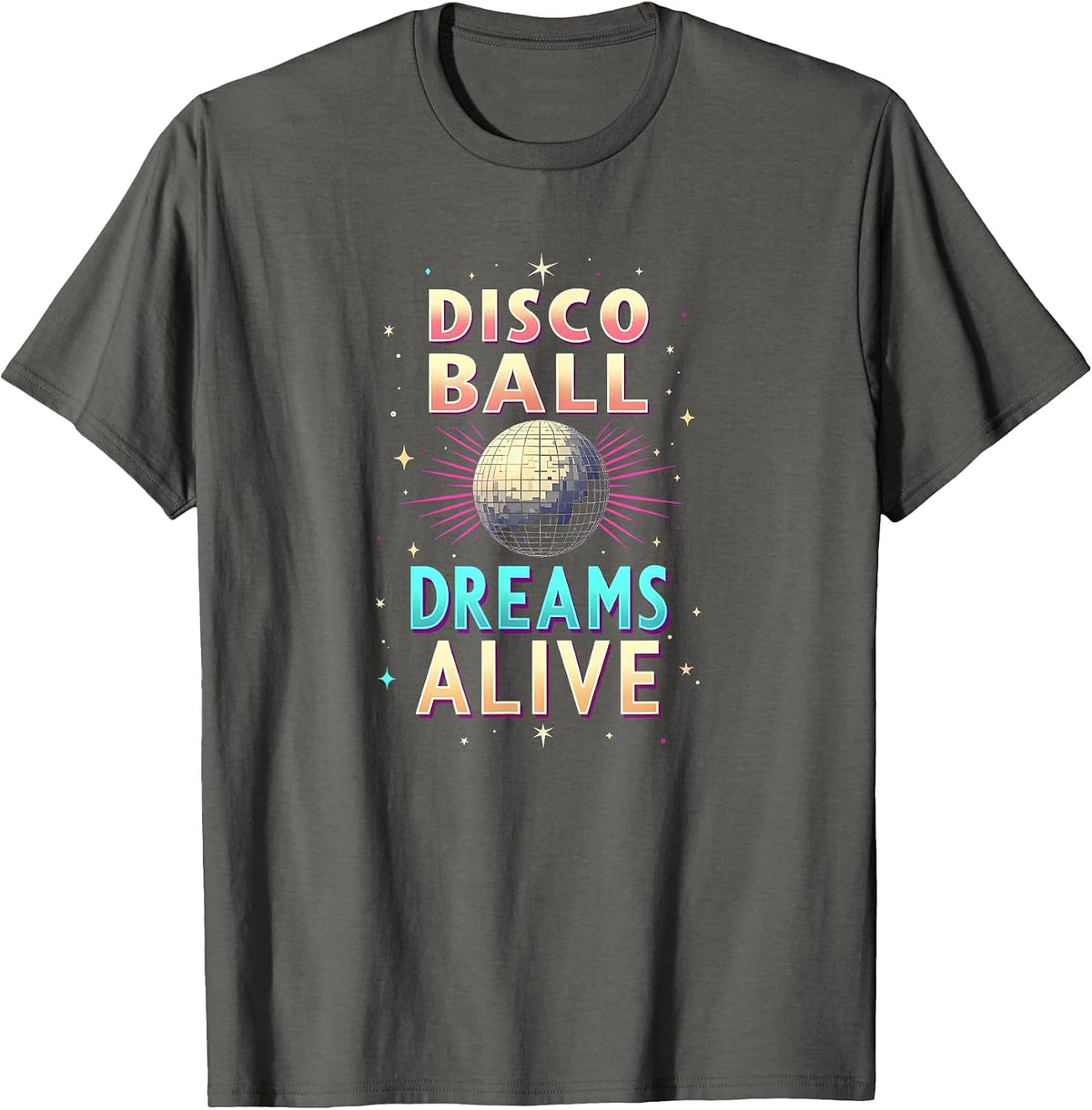 Disco Ball Dreams Alive NYE Design T-Shirt - Asphalt Grey