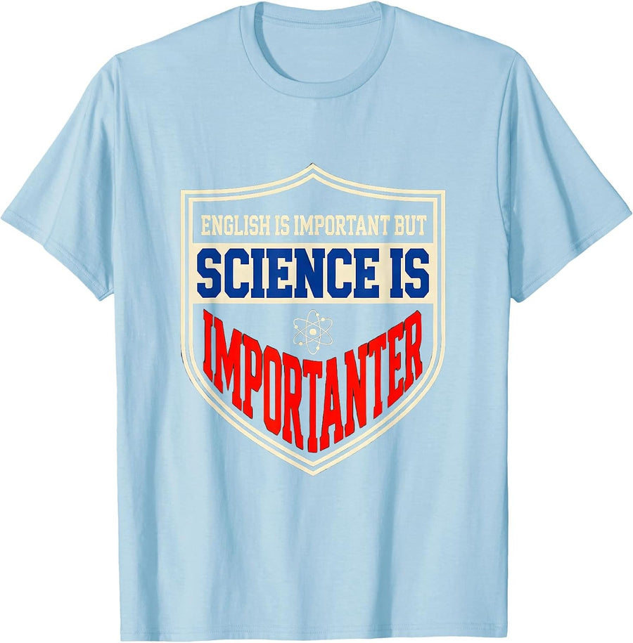Men's English Is Important But Science Is Importanter Funny T-Shirt - Baby Blue