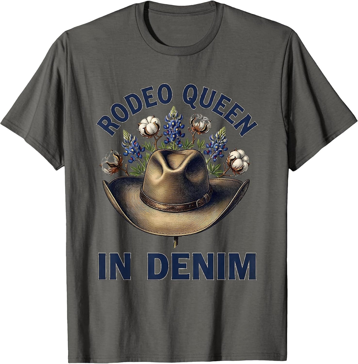 Men's Rodeo Queen In Denim Cowgirl Design T-Shirt - Asphalt Grey