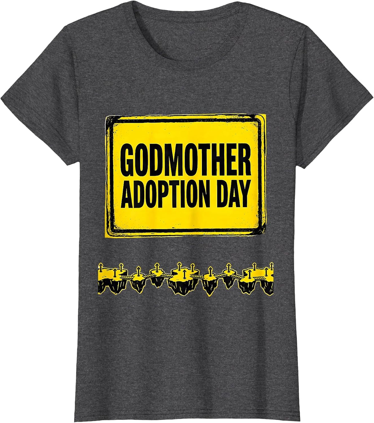 Women's Godmother Adoption Day Stencil Graphic Family Keepsake T-Shirt - Dark Heather Grey