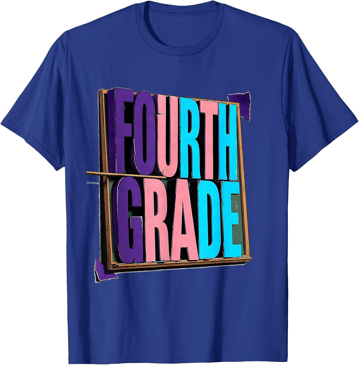 Fourth Grade New Wave Typography Back To School Girl Teacher T-Shirt - Royal Blue
