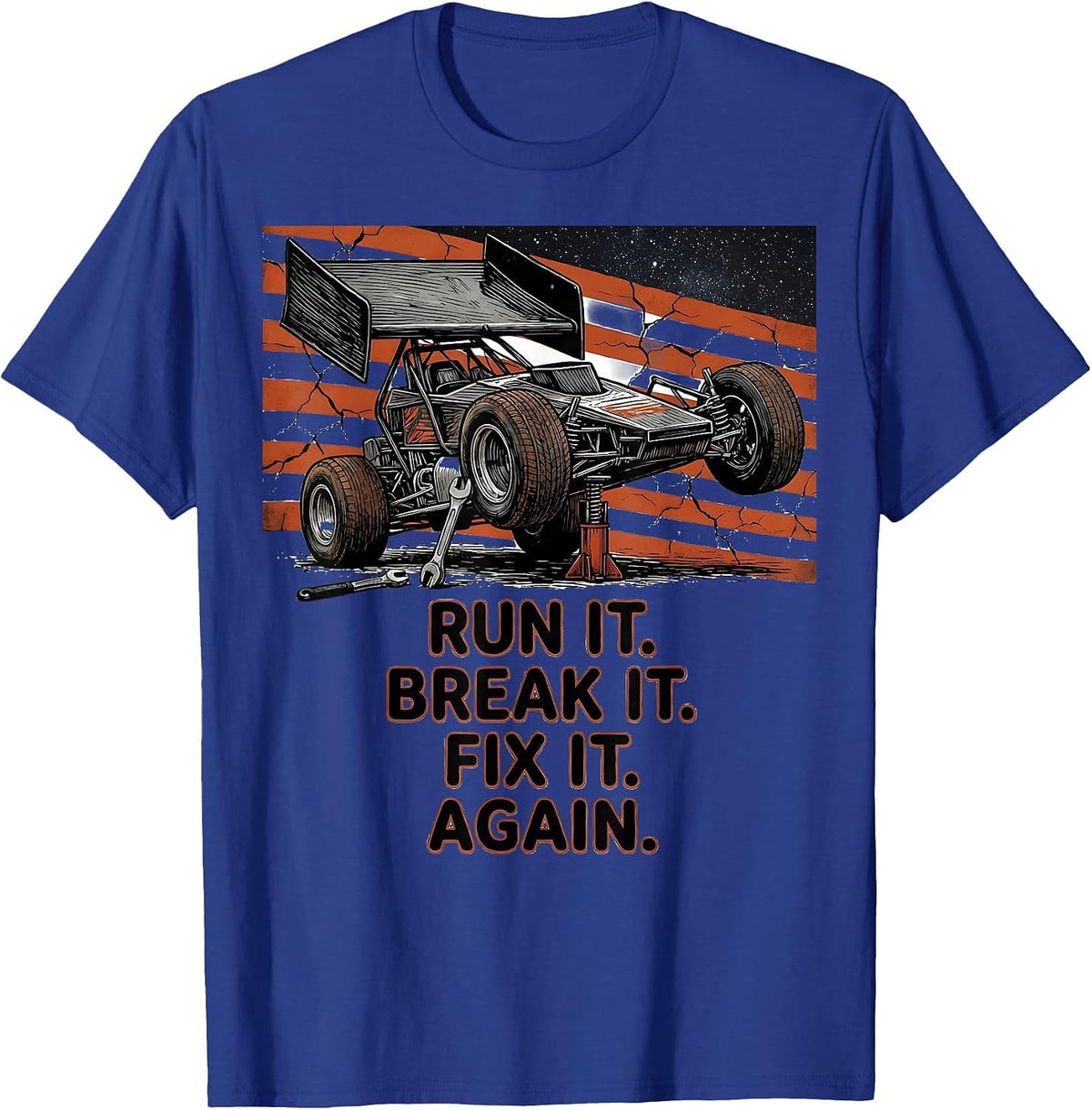 Men's Run It Break It Fix It Again Patriotic RC Car Racing Sprint T-Shirt - Royal Blue