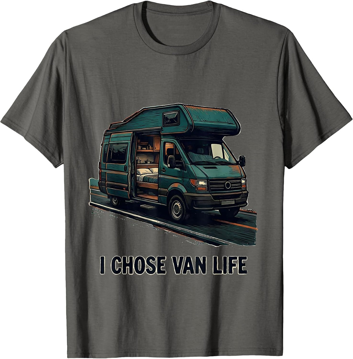 Men's I Chose Van Life Retro Van Life Nomad Travel Pride T-Shirt - Asphalt Grey