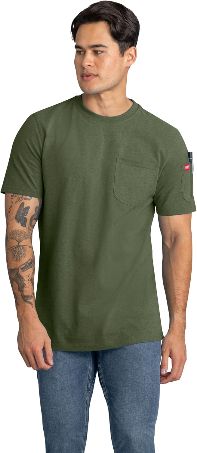 Red Kap Men's Short Sleeve Heavyweight Slim Fit Cotton T-Shirt - Heather Dark Forest