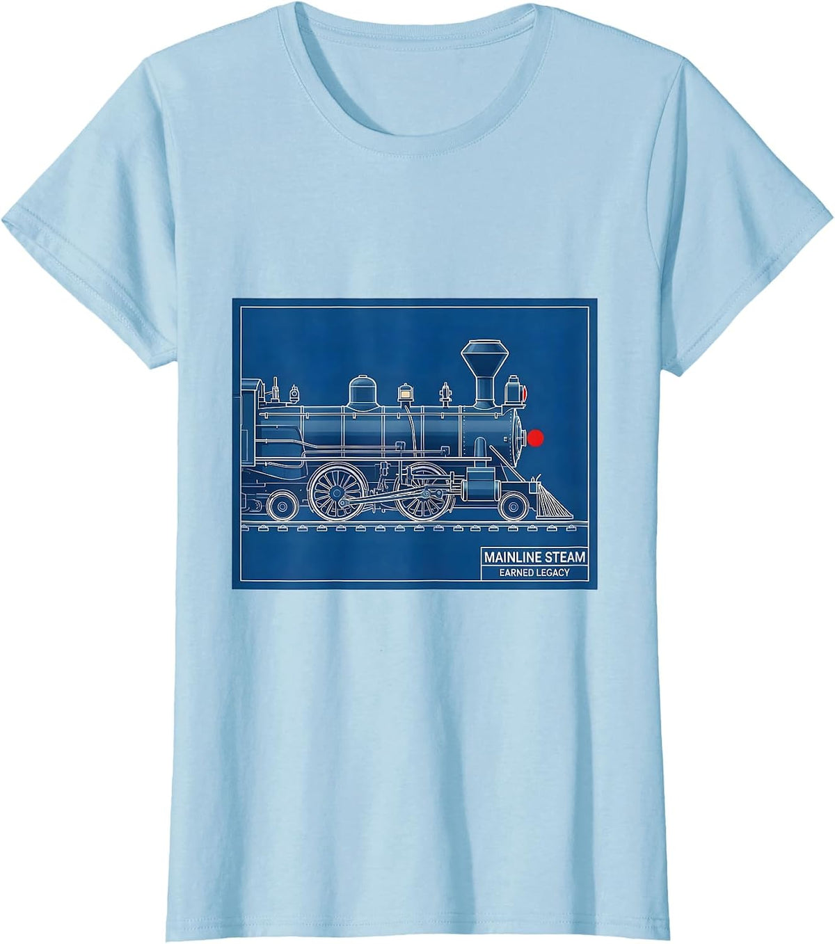 Mainline Steam Earned Legacy Vintage Steam Locomotive T-Shirt - Baby Blue