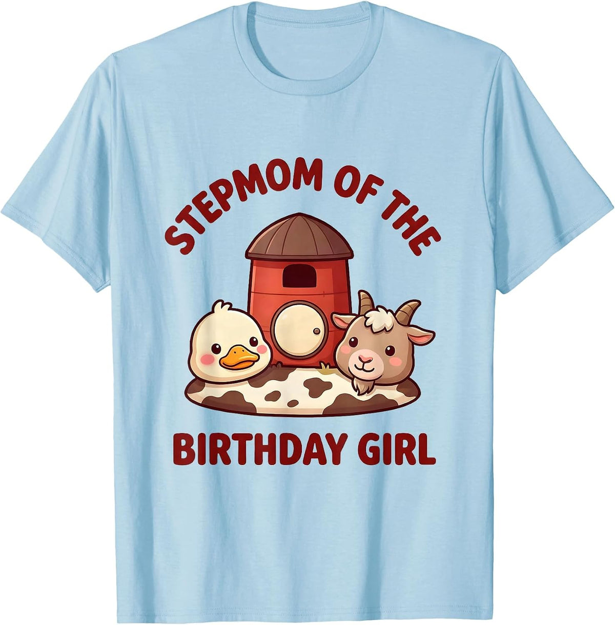 Men's Stepmom Of The Birthday Girl Cute Kawaii Farm Animal 2nd T-Shirt - Baby Blue