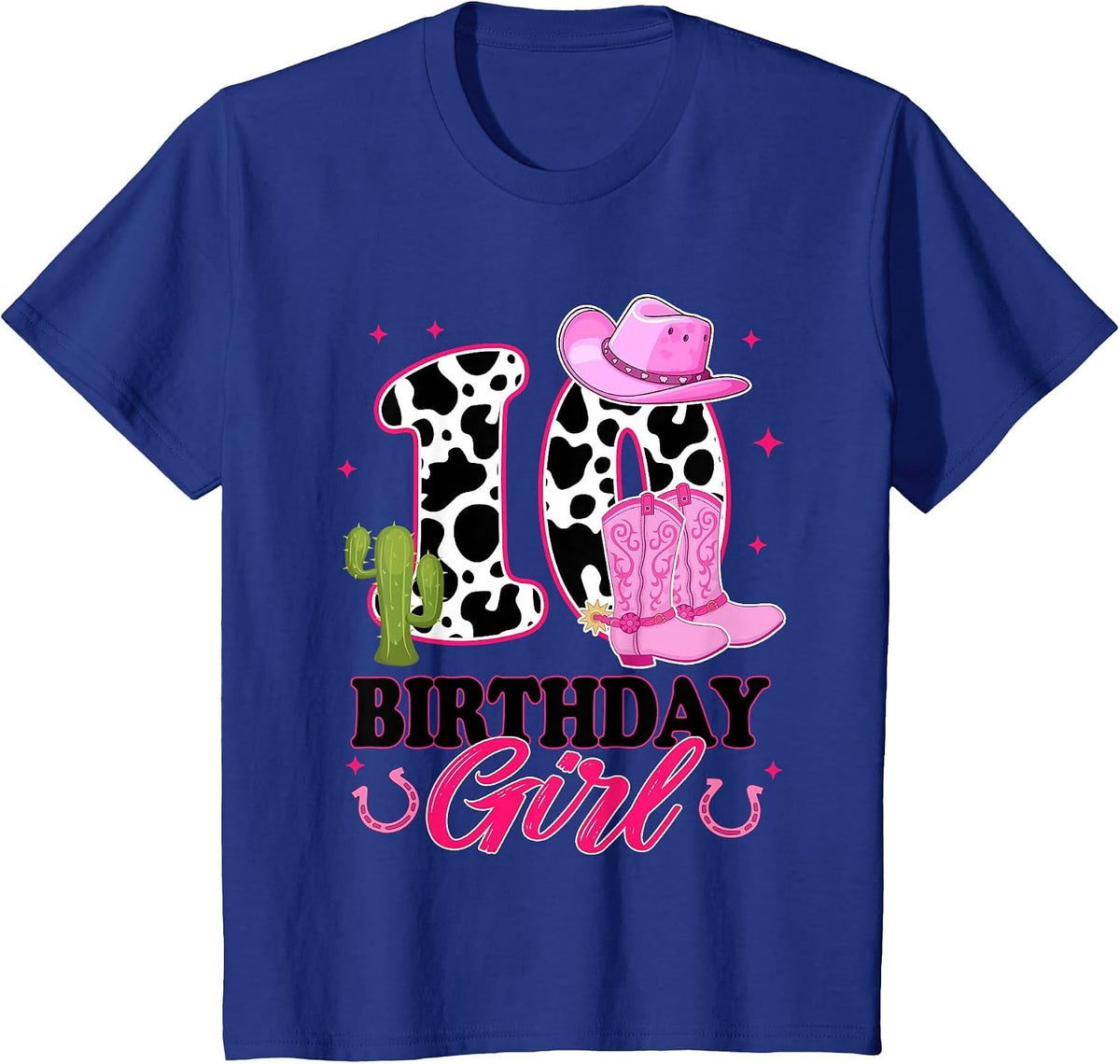 10th Birthday Girl Rodeo Western 10 Year Old Cowgirl T-Shirt - Royal Blue