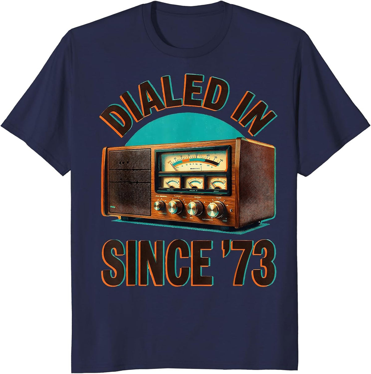 Dialed In Since '73 Vintage Ham Radio Design T-Shirt - Navy Blue