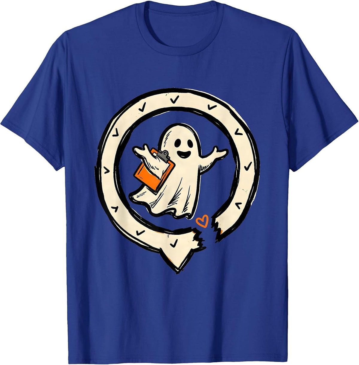 Men's Sealed Ghost Badge Mental Health Halloween Wellness Humor T-Shirt - Royal Blue