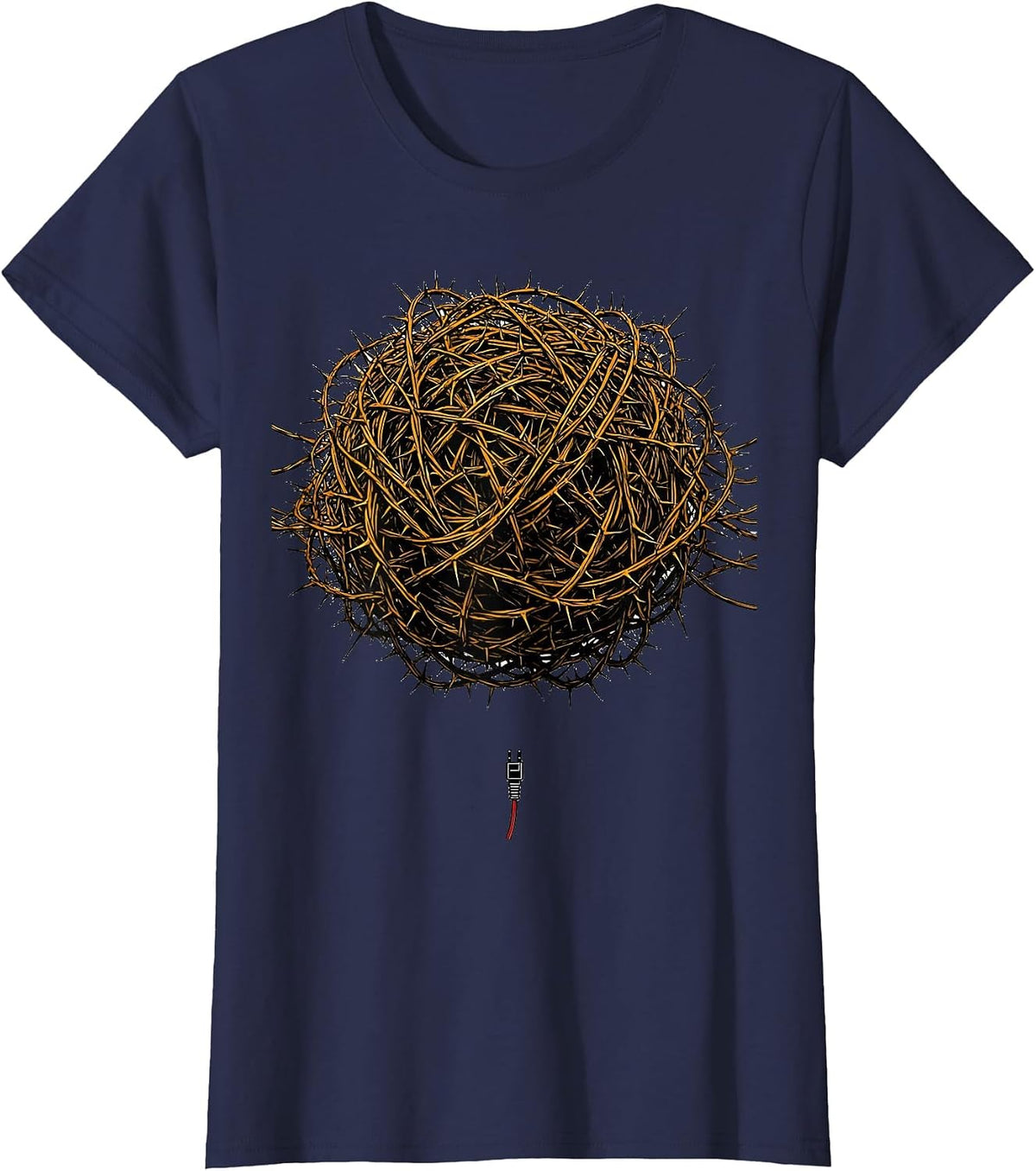 Women's Antenna Wire Tangled Ham Radio Operator Humor T-Shirt - Navy Blue