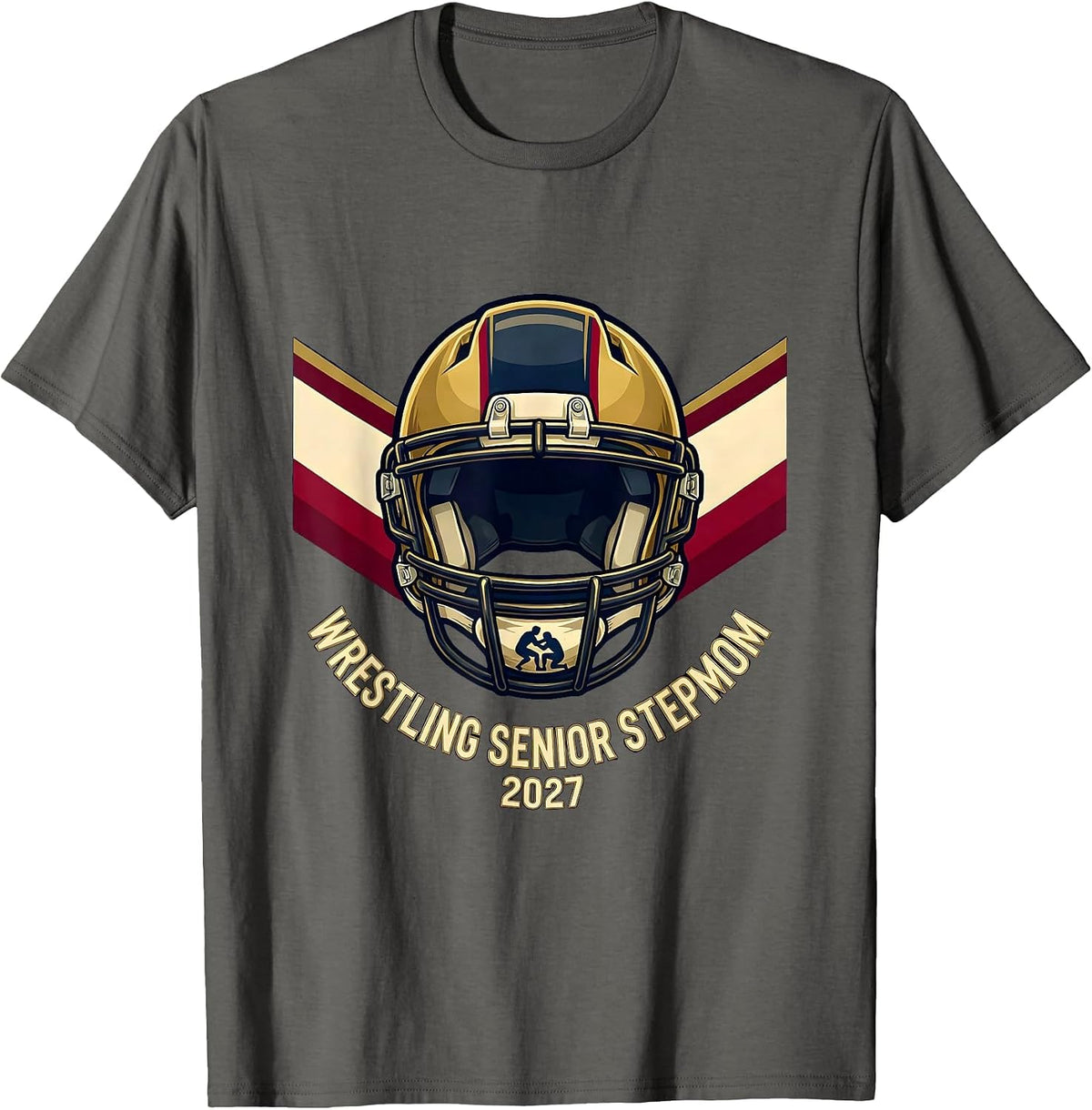 Wrestling Senior Stepmom 2027 Graduation Senior Night T-Shirt - Asphalt Grey