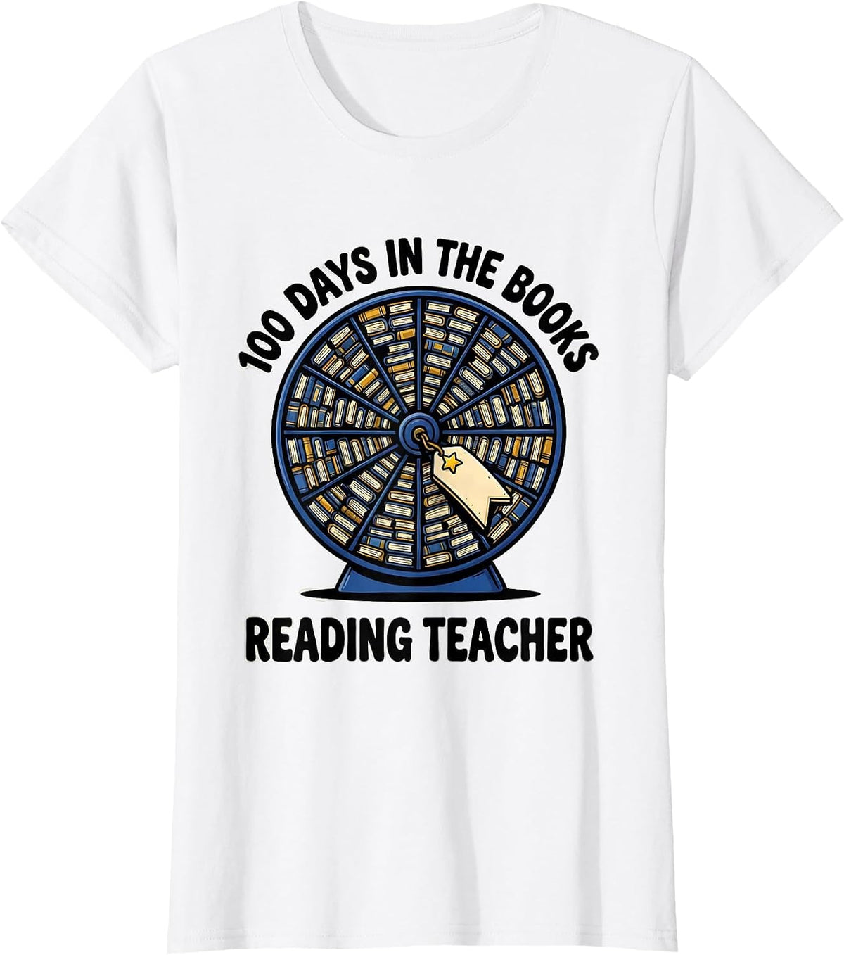 100 Days In The Books Reading Teacher 100th Day Of School T-Shirt - White