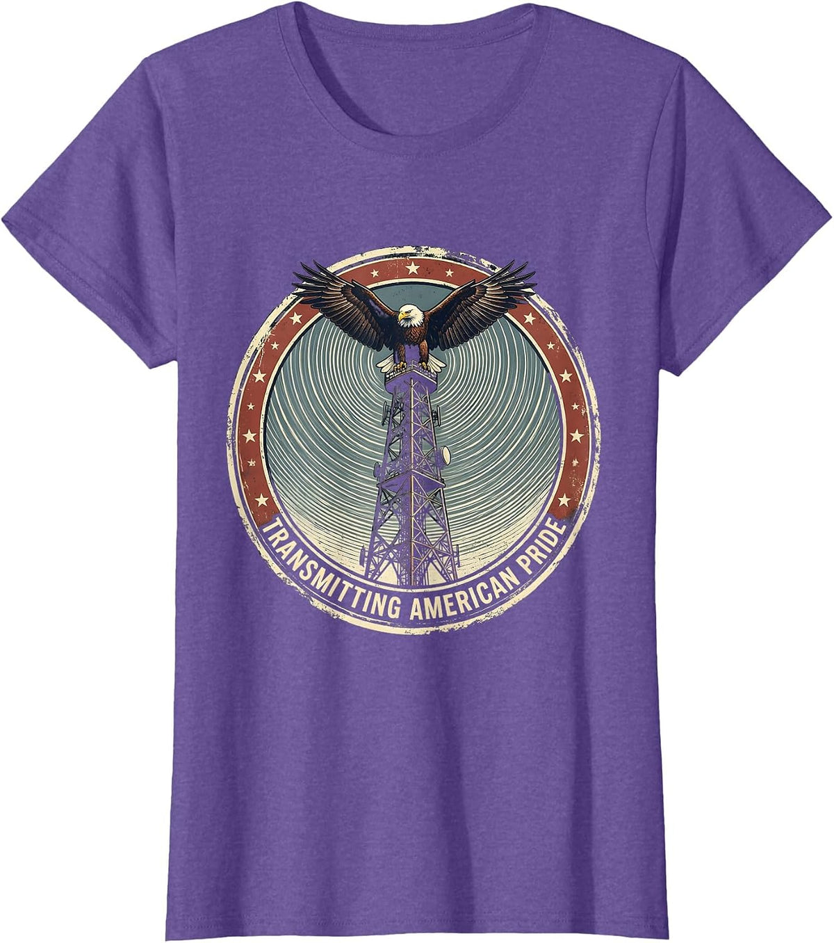 Transmitting American Pride Vintage Ham Radio Design T-Shirt - Purple Heather