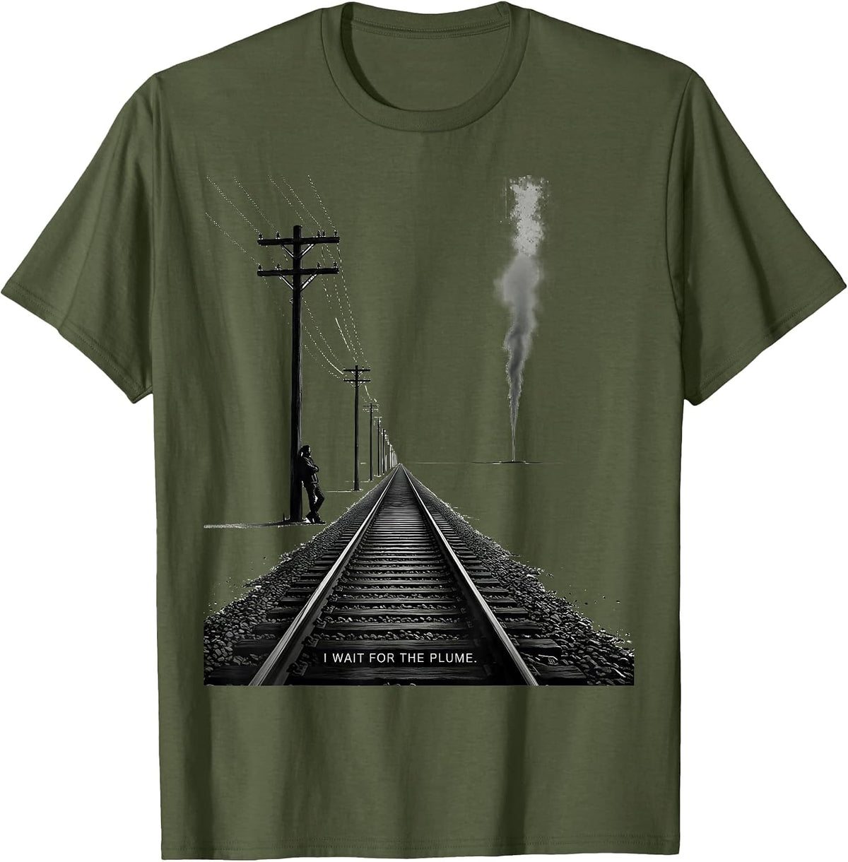 I Wait For The Plume Big Boy 4014 Train Enthusiast Vintage T-Shirt - Olive Green