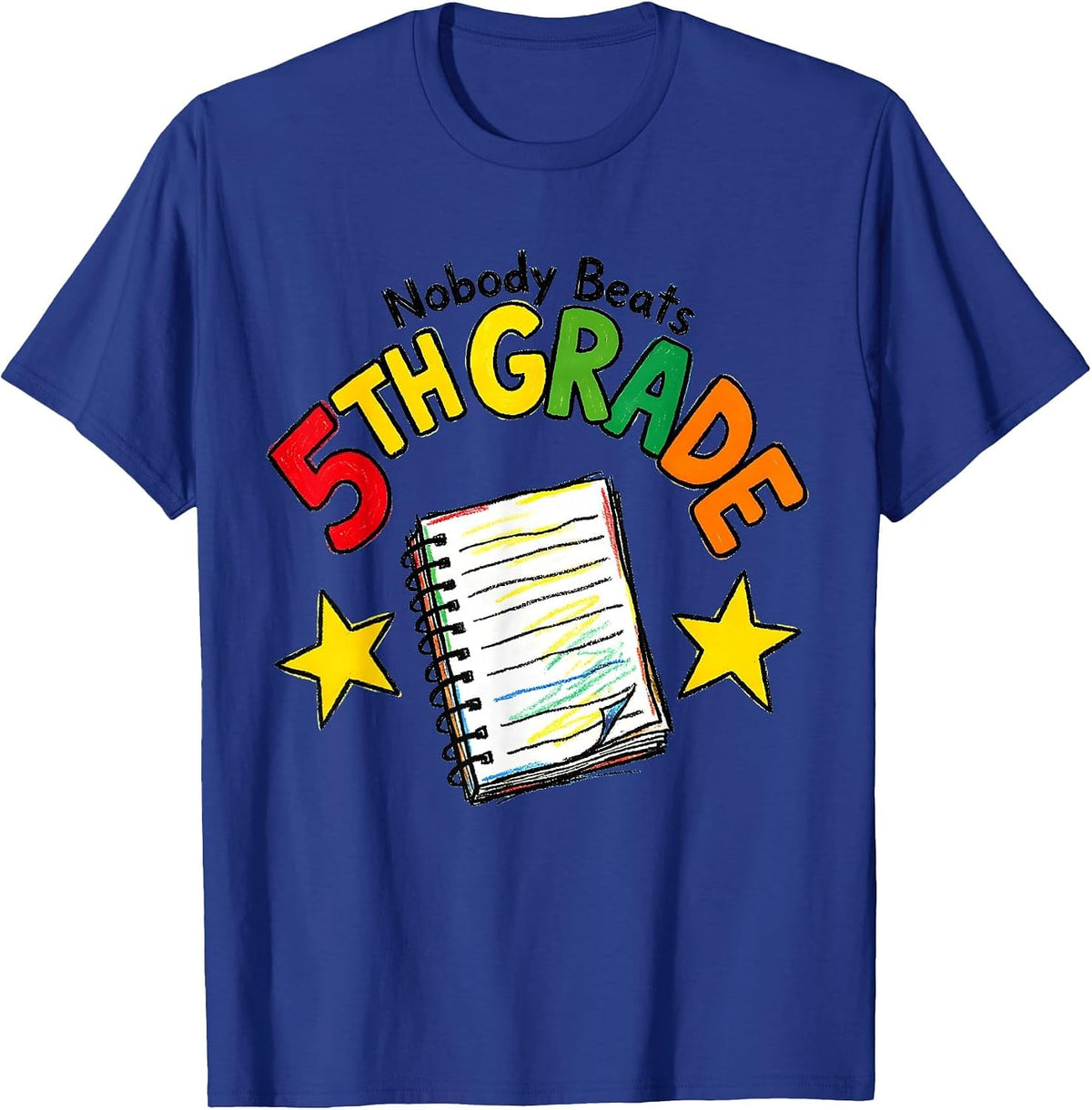 Men's Nobody Beats 5th Grade Funny Teacher Back To School Crew T-Shirt - Royal Blue