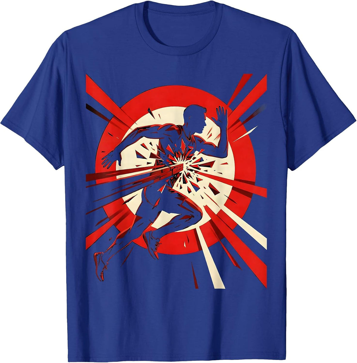 Men's Runner Breaking Through Finish Line Graphic T-Shirt - Royal Blue