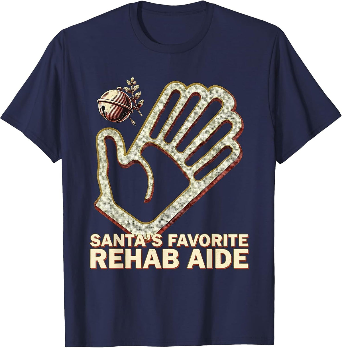 Men's Santa's Favorite Rehab Aide Funny Physical Therapy Christmas T-Shirt - Navy Blue