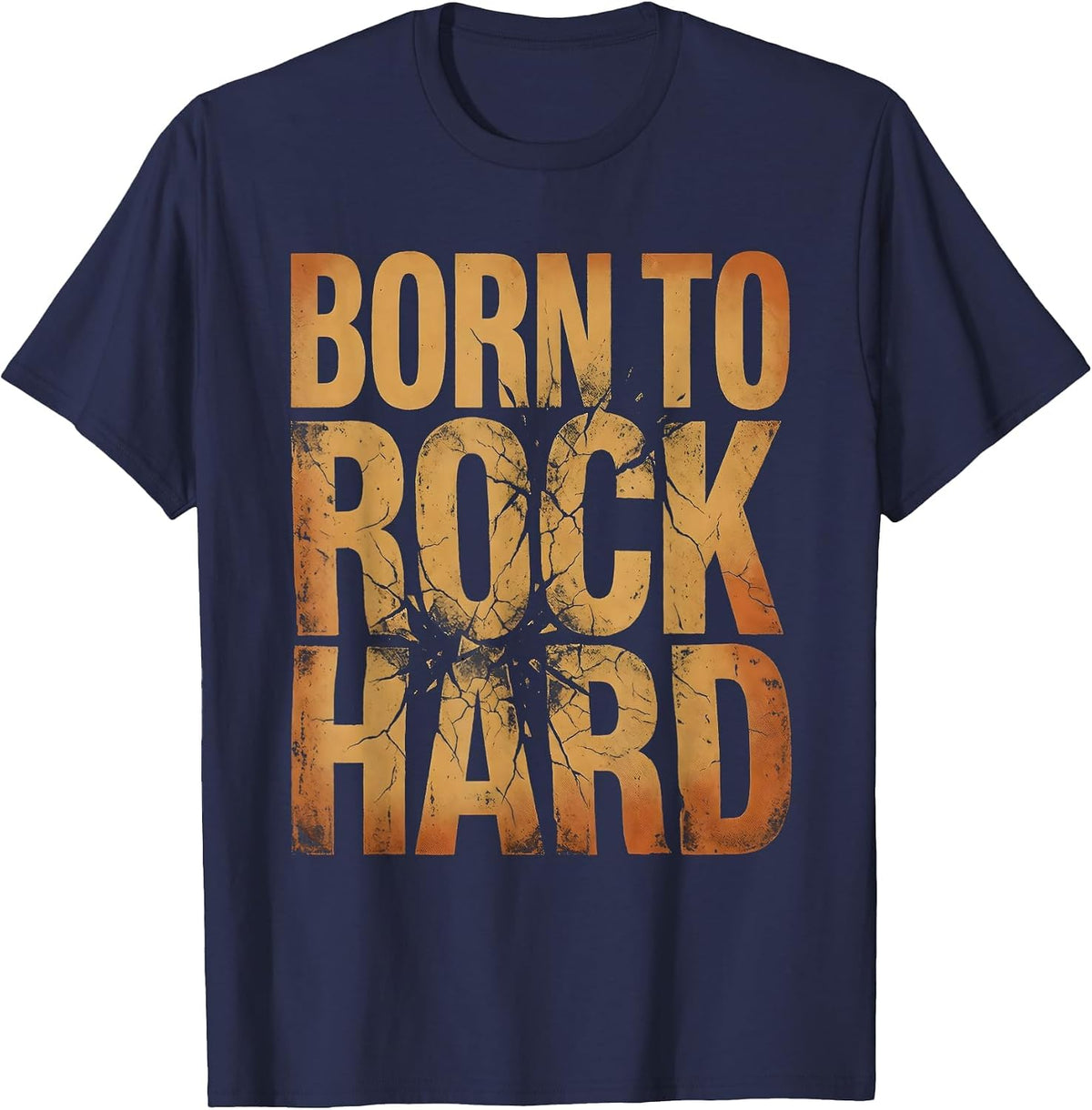 Born to Rock Hard Classic Rock Music Design T-Shirt - Navy Blue