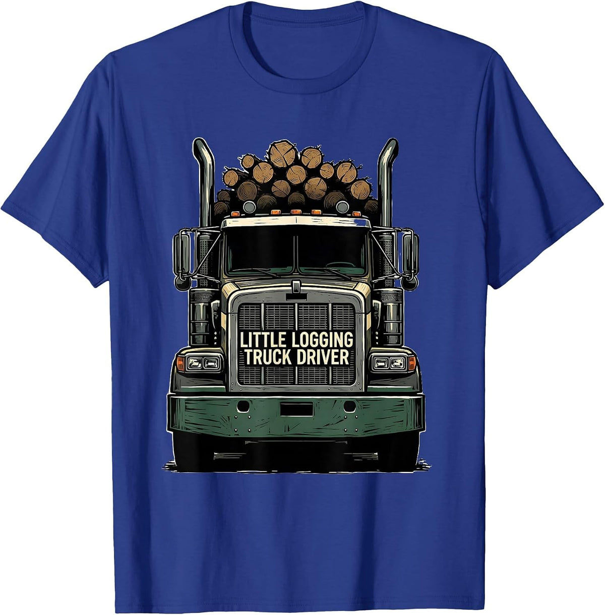 Men's Little Logging Truck Driver Funny Toddler Trucker Dad Humor T-Shirt - Royal Blue