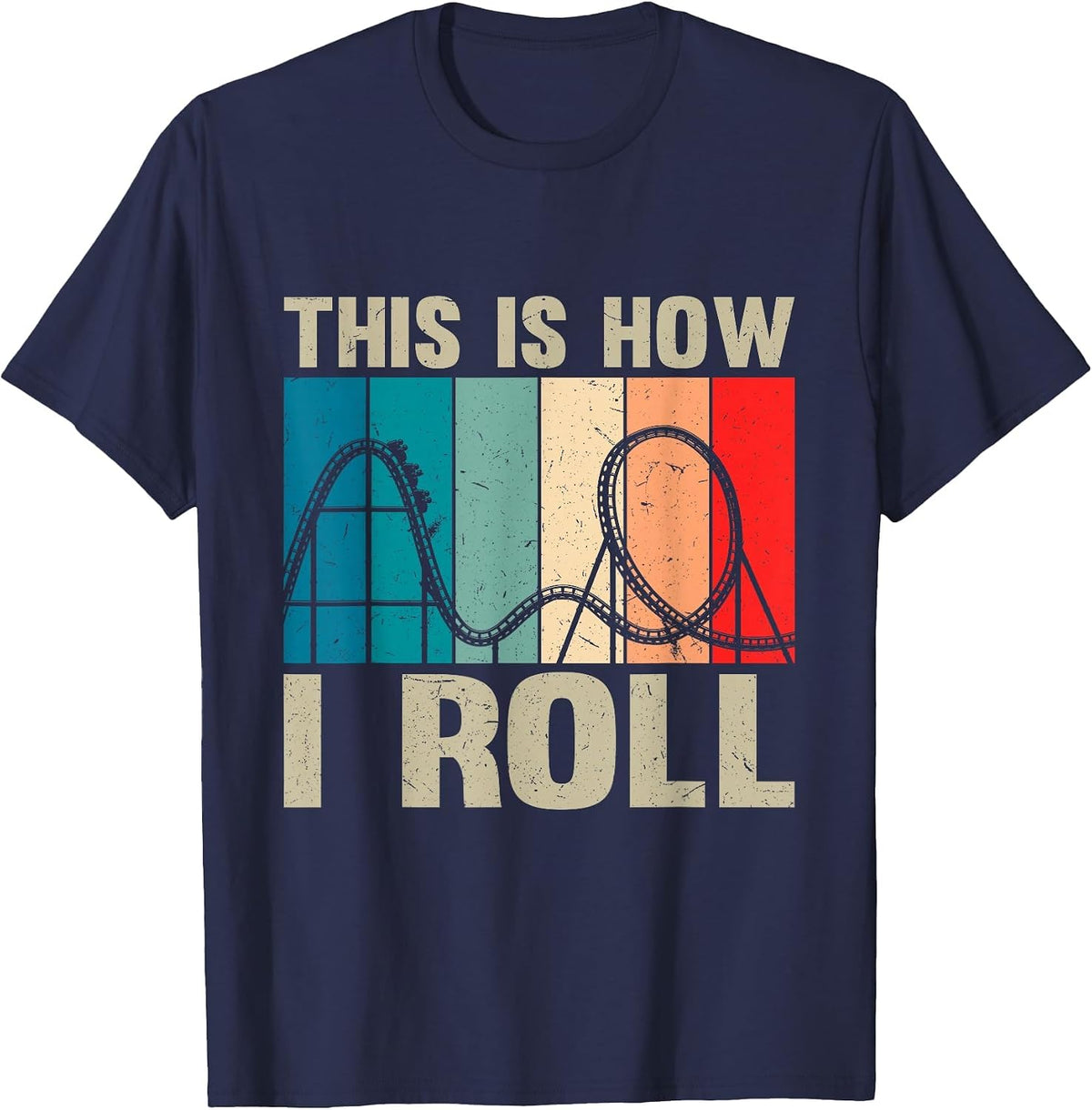 Vintage Roller Coaster Youth Men Women Toddler Park Lover T-Shirt - Navy Blue