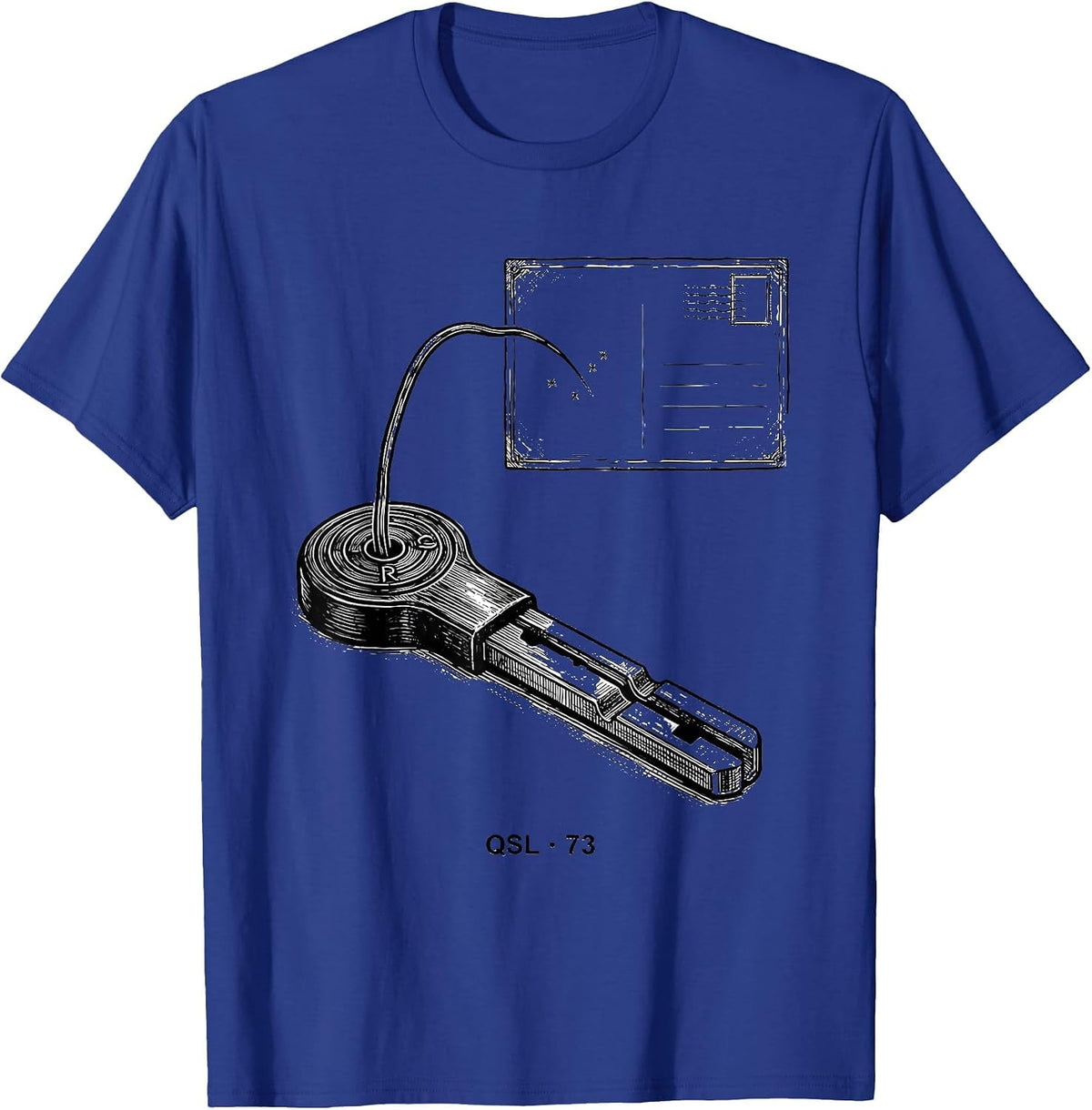 QSL · 73 Line Art Ham Radio Operator Hobbyist Gift T-Shirt - Royal Blue
