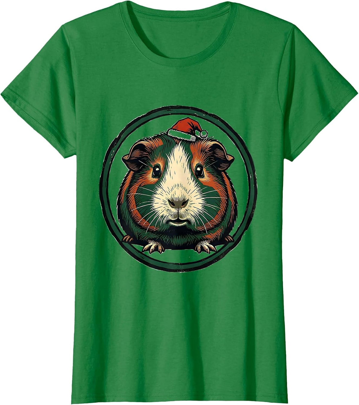 Women's Sealed Guinea Pig Badge Funny Pet Lover Christmas T-Shirt - Kelly Green