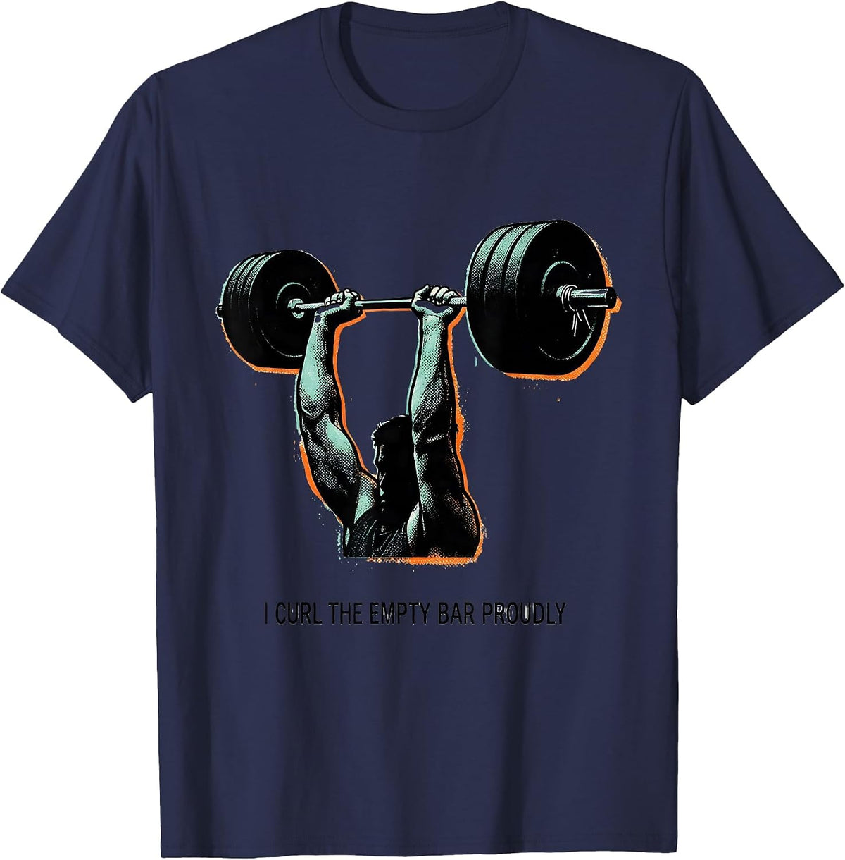Men's I Curl The Empty Bar Proudly Funny Gym Weightlifting Workout T-Shirt - Navy Blue