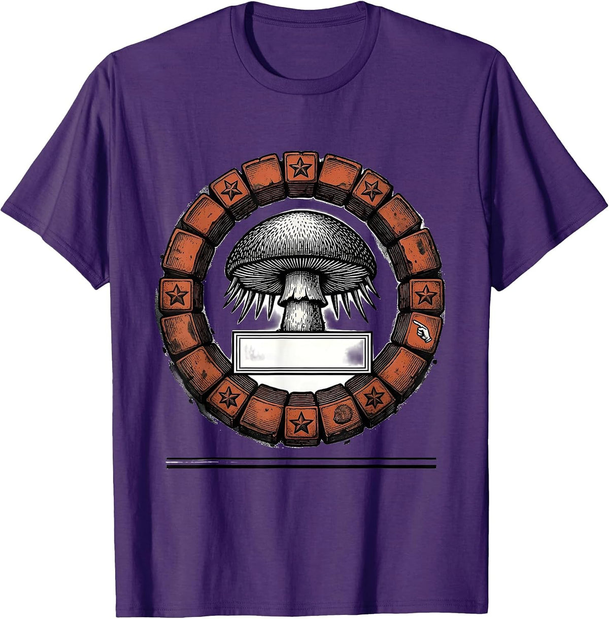 Men's Shield Seal Hedgehog Mushroom Forager Humor T-Shirt - Purple
