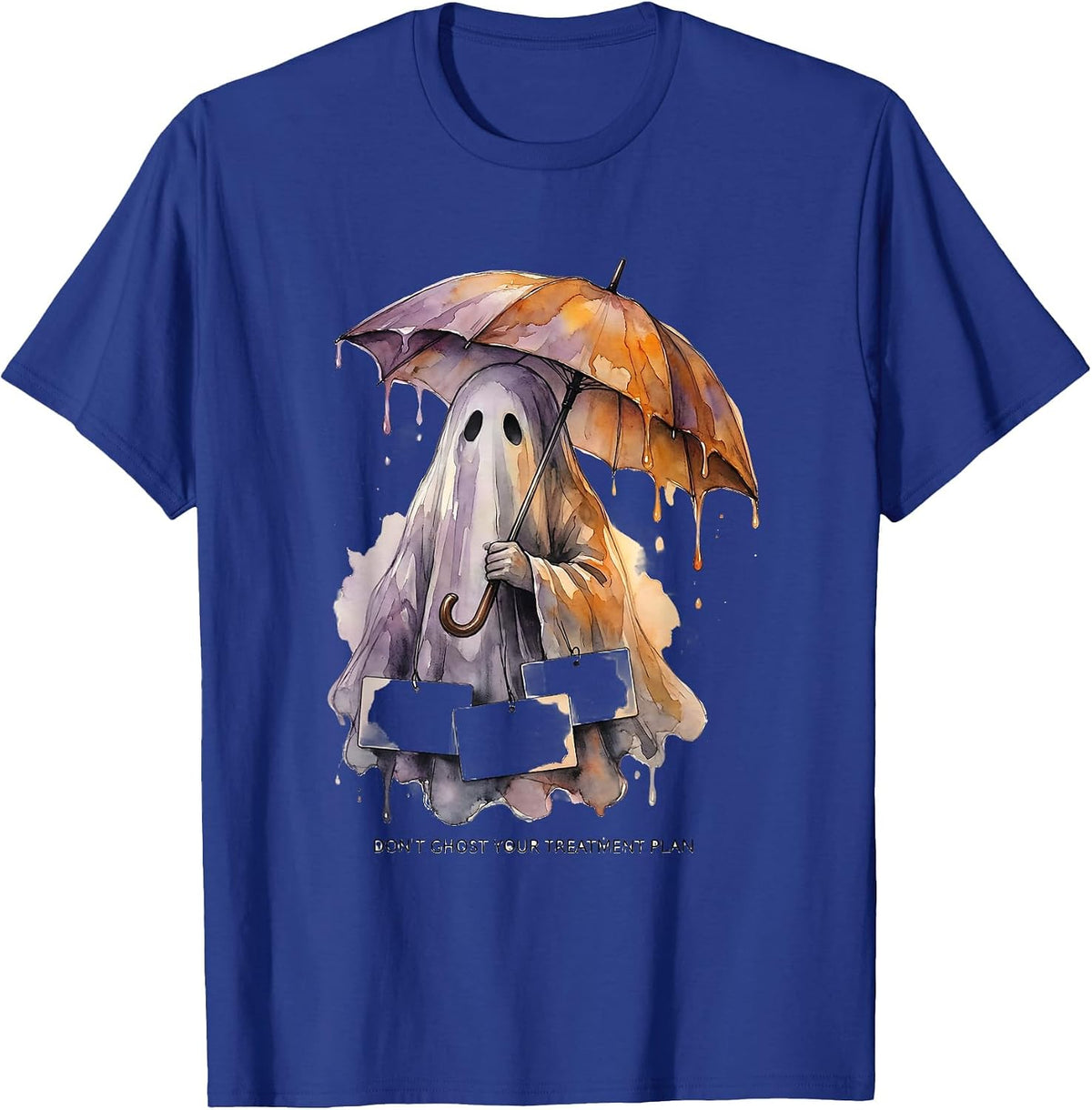 Men's Don't Ghost Your Treatment Plan Watercolor Ghost Halloween T-Shirt - Royal Blue