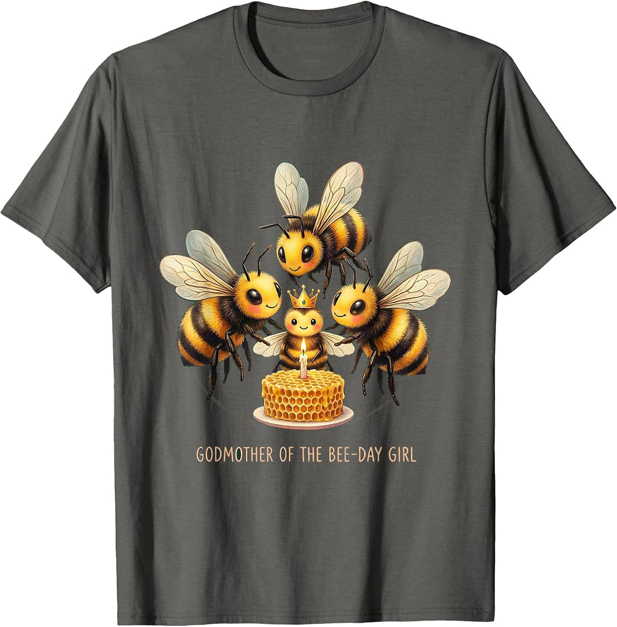 Men's Godmother of the Bee-Day Girl Storybook Birthday Matching T-Shirt - Asphalt Grey
