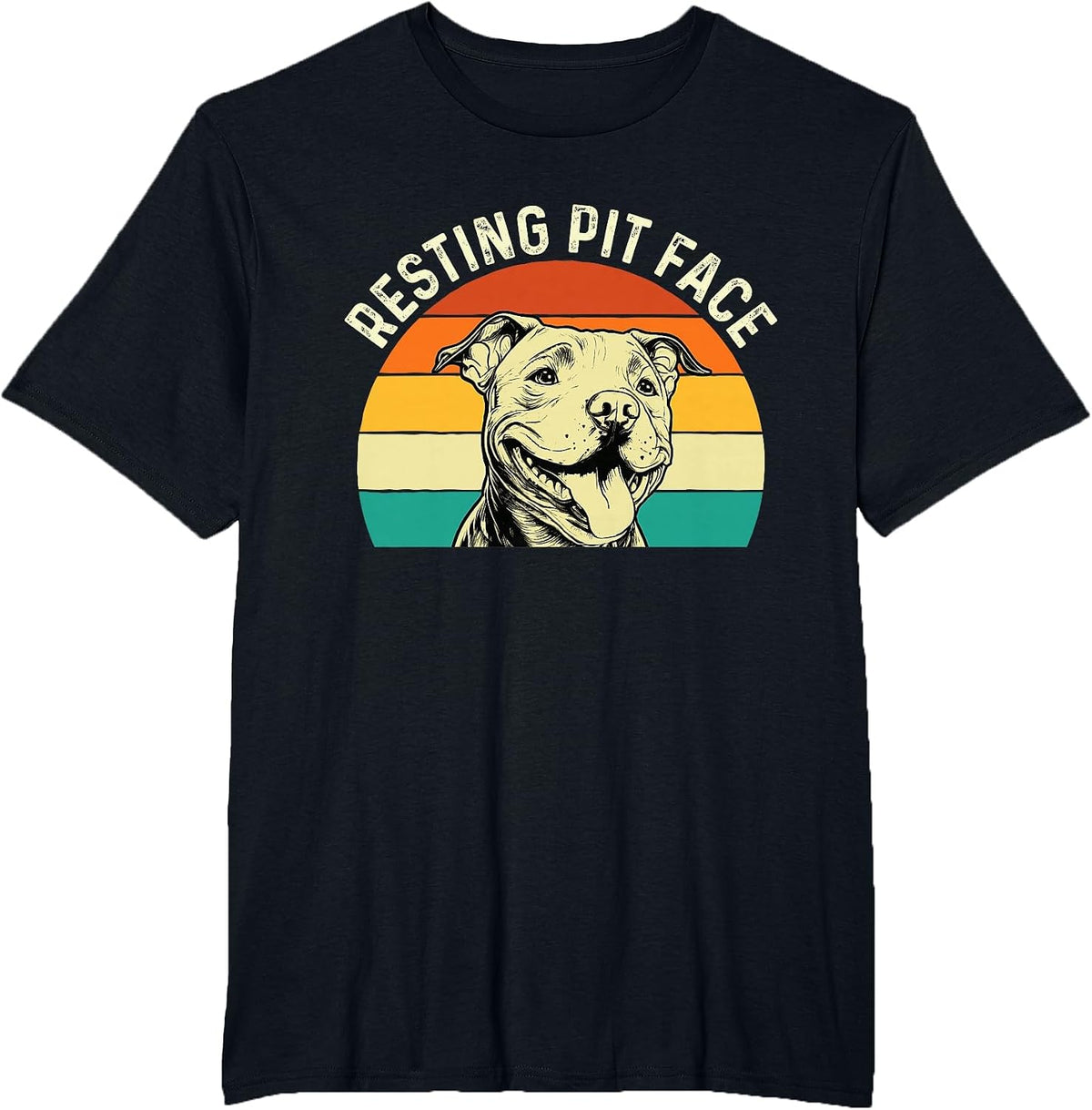 Resting Pit Face - Retro Vintage Pitbull Terrier Dog Lover T-Shirt - Black