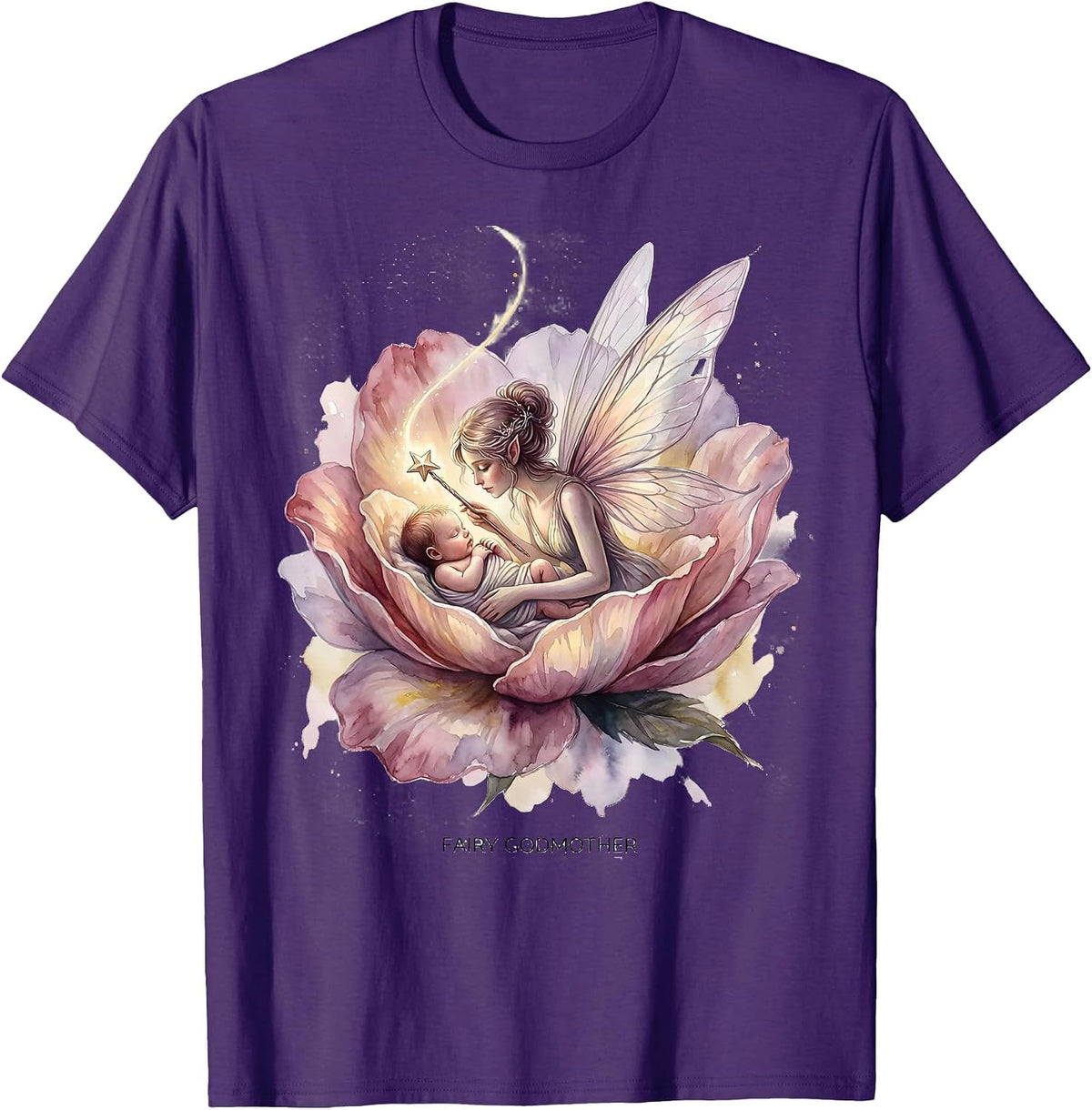 Fairy Godmother Watercolor Fairy Tale Family Matching T-Shirt - Purple
