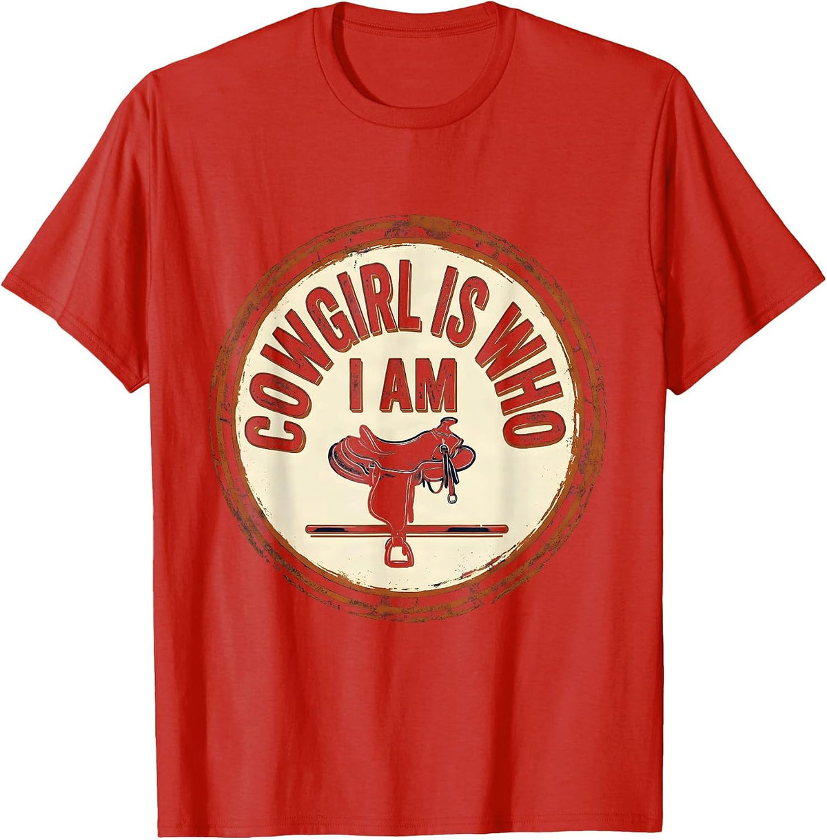 Men's Cowgirl Is Who I Am Vintage Western Rodeo Identity Pride T-Shirt - Red