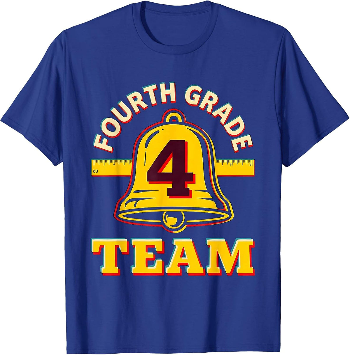 Fourth Grade Team Screenprint Poster Back To School Teacher T-Shirt - Royal Blue