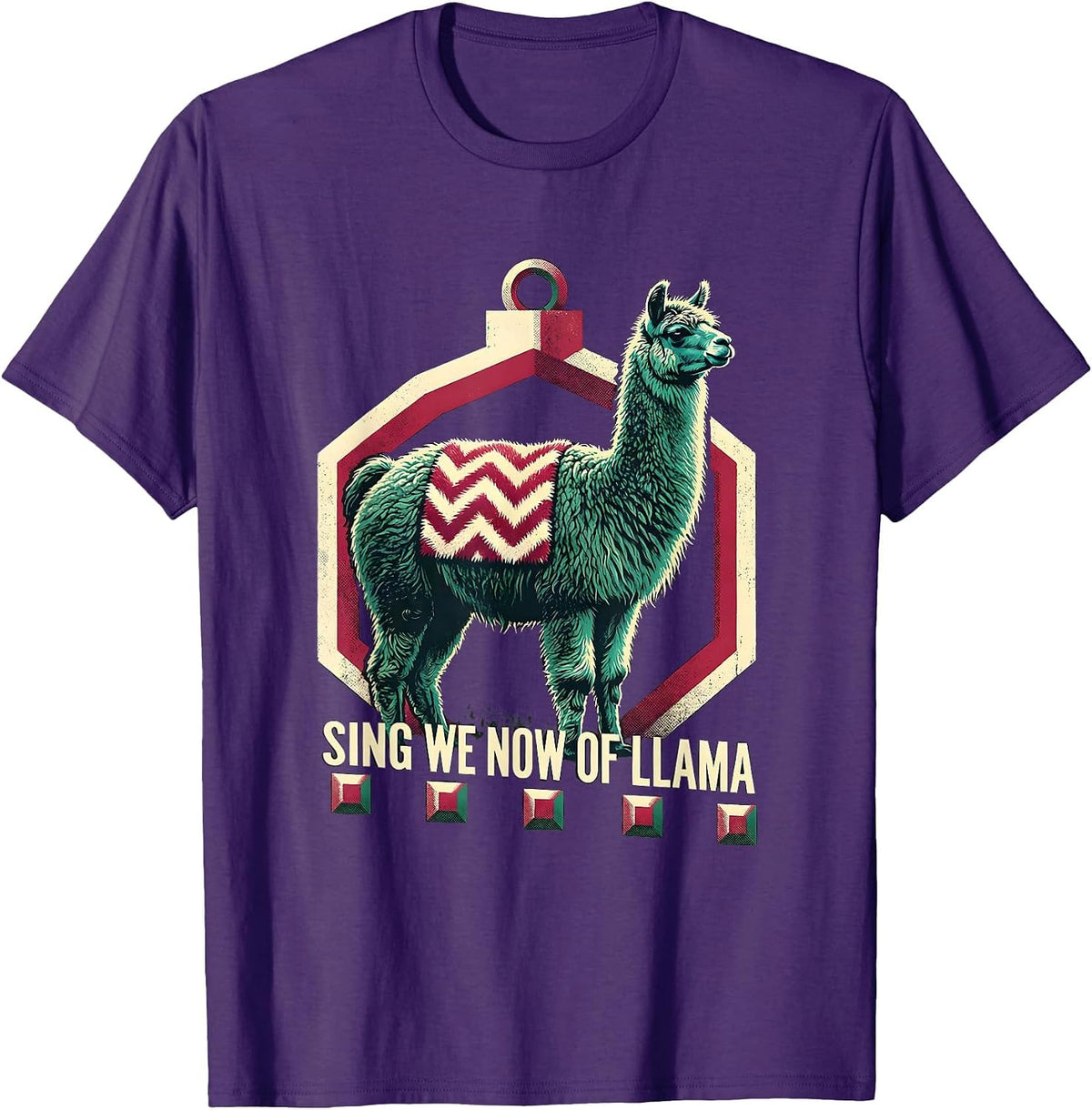 Sing We Now of Llama Funny Christmas Llama Lover Gift T-Shirt - Purple