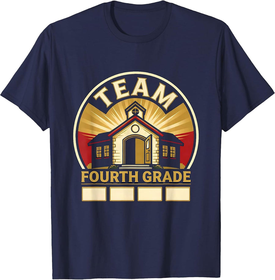 Team Fourth Grade Back To School Student Teacher Gift T-Shirt - Navy Blue