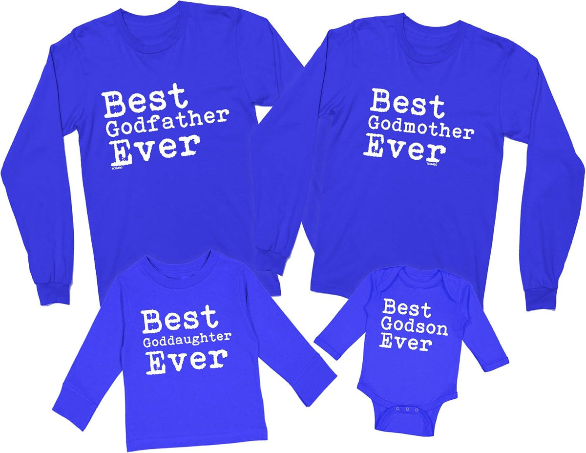Best Godparent/Godchildren Matching Long Sleeve Family Shirts - Kids Tee - Best Goddaughter Ever - Royal Blue