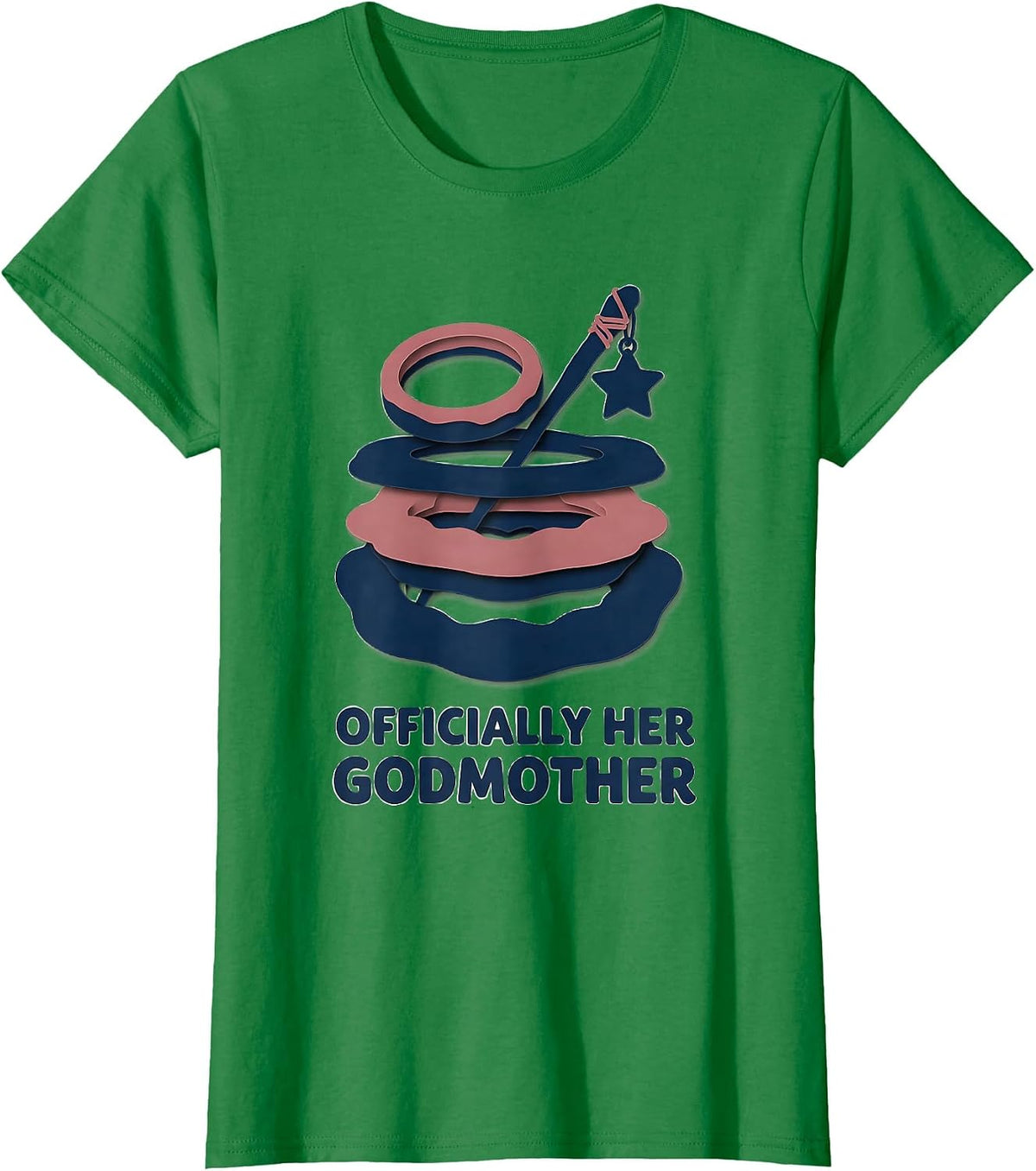 Women's Officially Her Godmother Playful Fairy Tale Godparent Gift T-Shirt - Kelly Green