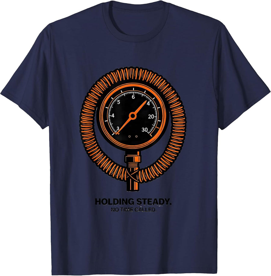 Holding Steady No Time Called Funny Car Guy Garage T-Shirt - Navy Blue