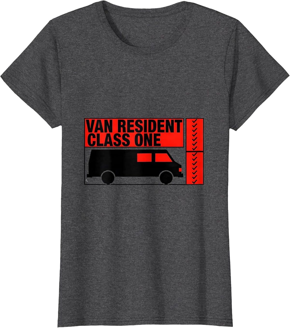 Women's Van Resident, Class One Geometric Van Life Nomad Road-Trip T-Shirt - Dark Heather Grey