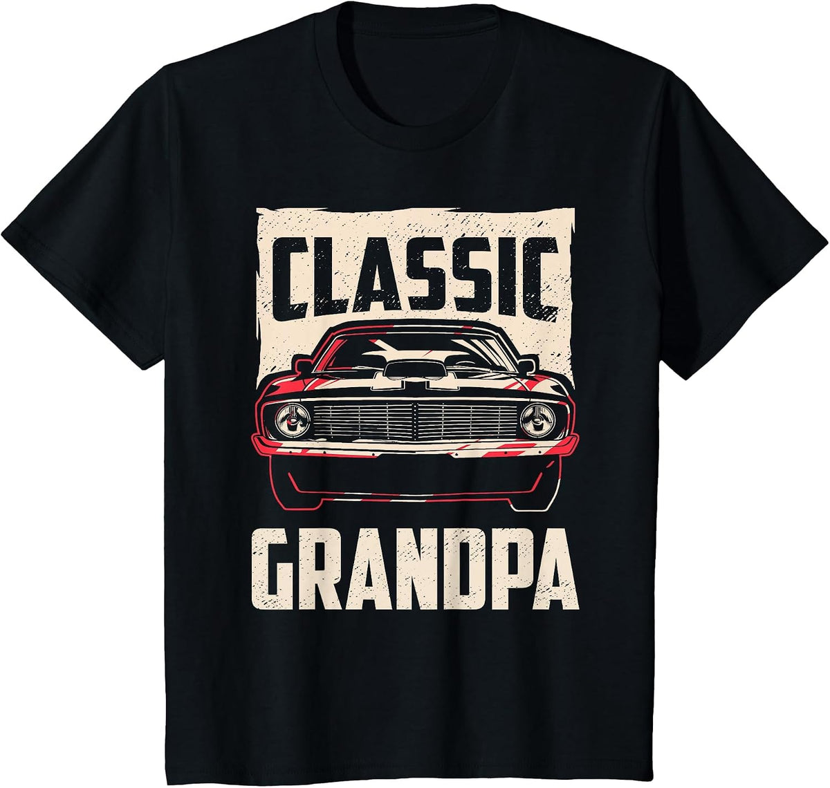 Classic Grandpa Funny Retro Fan Classic Car Lover Vintage T-Shirt - Black
