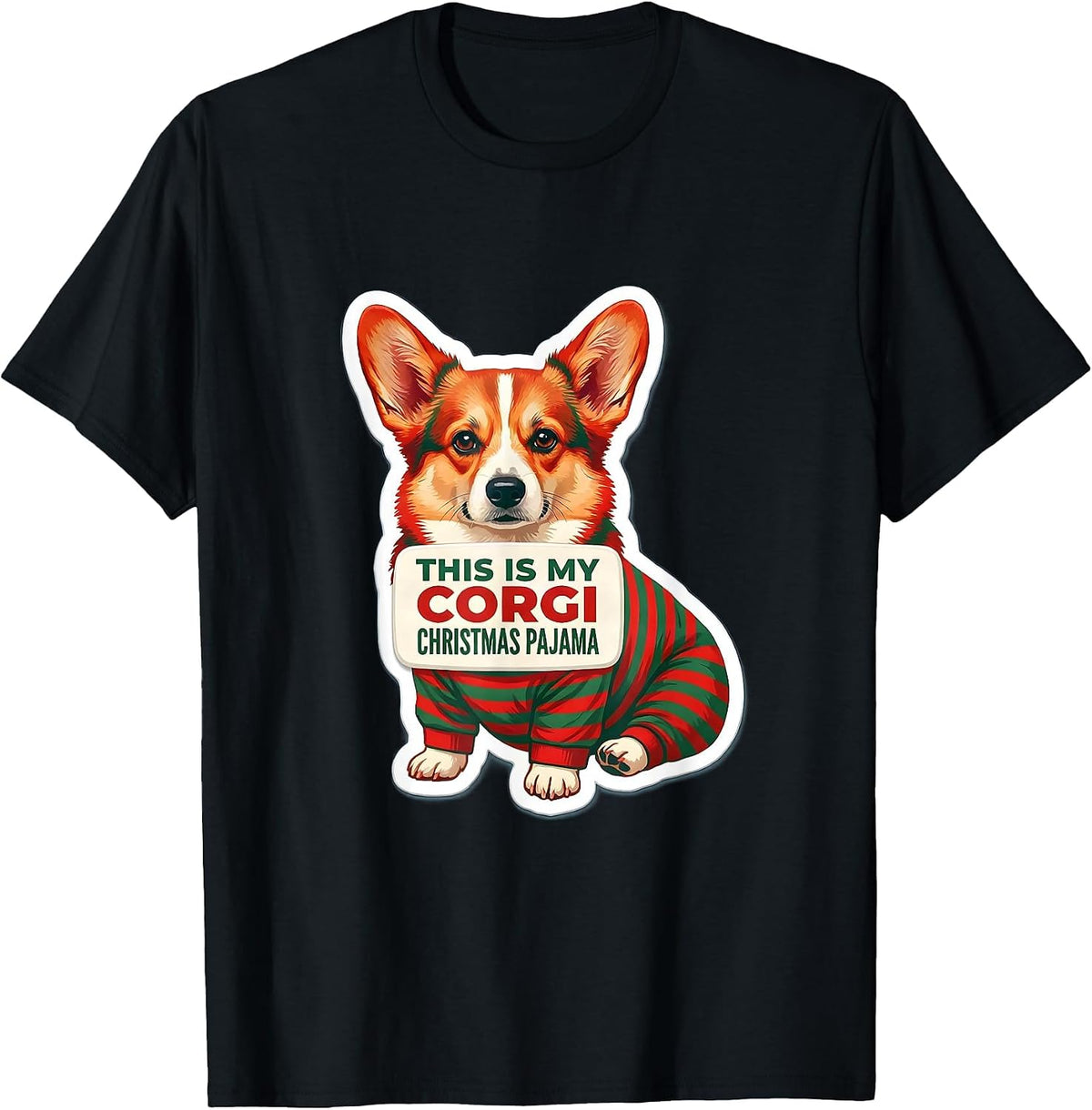 Men's This Is My Corgi Christmas Pajama Funny Dog Lover Ugly T-Shirt - Black