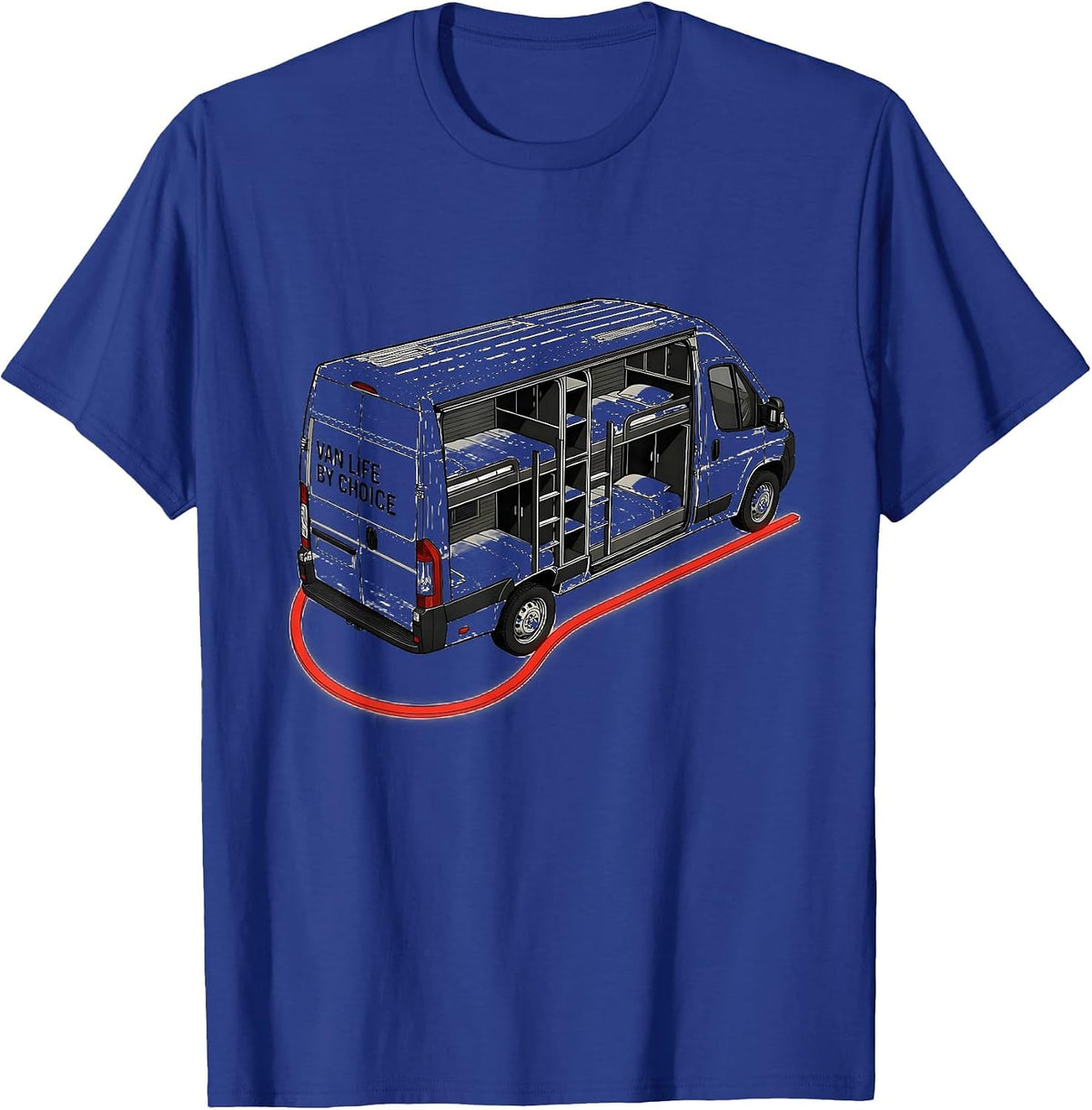 Men's Van Life By Choice Retro Vintage Van Dweller Nomads T-Shirt - Royal Blue